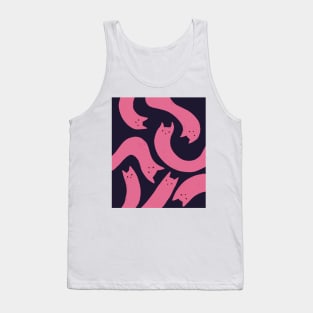 cat pattern aesthetic illustration pink purple black Tank Top